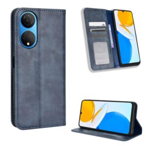 For Honor X7 Magnetic Buckle Retro Texture Leather Phone Case(Blue) (OEM)