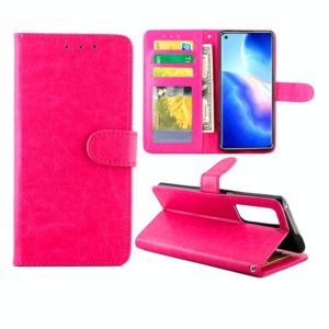 For OPPO Find X3 Neo/Reno5 Pro+ Crazy Horse Texture Leather Horizontal Flip Protective Case with Holder & Card Slots & Wallet & Photo Frame(Magenta) (OEM)