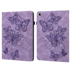For Samsung Galaxy Tab A8 10.5 2021 Embossed Butterfly Pattern Leather Tablet Case(Purple) (OEM)