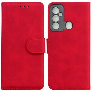For Tecno Spark 6 GO Skin Feel Pure Color Flip Leather Phone Case(Red) (OEM)