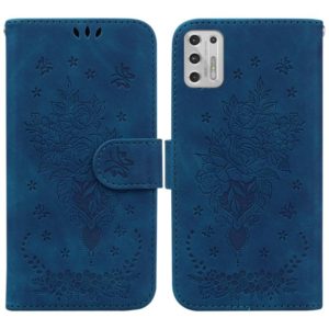 For Motorola Moto G Stylus 2021 Butterfly Rose Embossed Leather Phone Case(Blue) (OEM)
