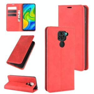 For Xiaomi Redmi Note 9/10X 4G Retro-skin Business Magnetic Suction Leather Case with Holder & Card Slots & Wallet(Red) (OEM)