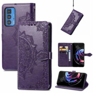 For Motorola Edge 20 Pro Mandala Embossing Pattern Horizontal Flip Leather Case with Holder & Card Slots & Wallet & Lanyard(Purple) (OEM)