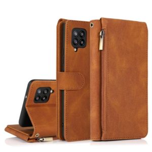 For Samsung Galaxy A42 5G Skin-feel Crazy Horse Texture Zipper Wallet Bag Horizontal Flip Leather Case with Holder & Card Slots & Wallet & Lanyard(Brown) (OEM)