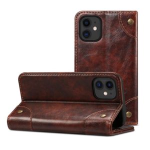 For iPhone 12 mini Baroque Simple Horizontal Flip Leather Case with Holder & Card Slots & Wallet (Dark Brown) (OEM)