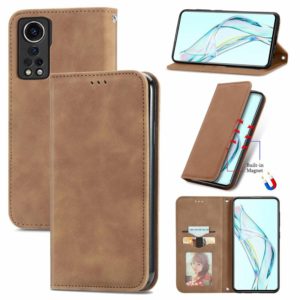 For ZTE Axon 30 5G Retro Skin Feel Business Magnetic Horizontal Flip Leather Case with Holder & Card Slots & Wallet & Photo Frame(Brwon) (OEM)