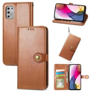 For Motorola Moto G Stylus 2021 Solid Color Leather Buckle Phone Case with Lanyard & Photo Frame & Card Slot & Wallet & Stand Function(Brown) (OEM)