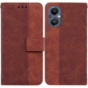 For OnePlus Nord N20 5G Geometric Embossed Leather Phone Case(Brown) (OEM)