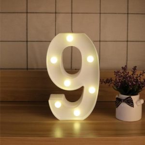Digit 9 Shape Decoration Light, Dry Battery Powered Warm White Standing Hanging Holiday Light (OEM)