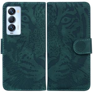 For Tecno Camon 18 Premier Tiger Embossing Pattern Horizontal Flip Leather Phone Case(Green) (OEM)