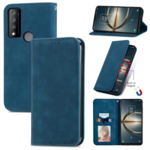 For TCL 30 V 5G Retro Skin Feel Magnetic Horizontal Flip Leather Phone Case(Blue) (OEM)