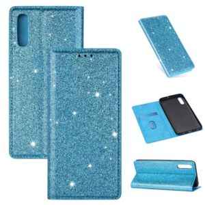For Samsung Galaxy A70 Ultrathin Glitter Magnetic Horizontal Flip Leather Case with Holder & Card Slots(Sky Blue) (OEM)