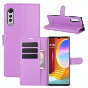 For LG Velvet Litchi Texture Horizontal Flip Protective Case with Holder & Card Slots & Wallet(Purple) (OEM)