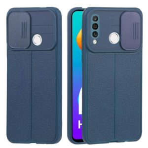 For Huawei P30 Lite Litchi Texture Sliding Camshield TPU Phone Case(Blue) (OEM)