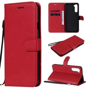 For OnePlus Nord Solid Color Horizontal Flip Protective Leather Case with Holder & Card Slots & Wallet & Photo Frame & Lanyard(Red) (OEM)