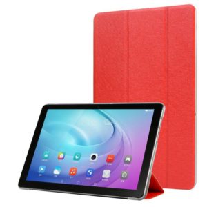 For Samsung Galaxy Tab A7 10.4 T500 TPU Silk Texture Three-fold Horizontal Flip Leather Case with Holder(Red) (OEM)
