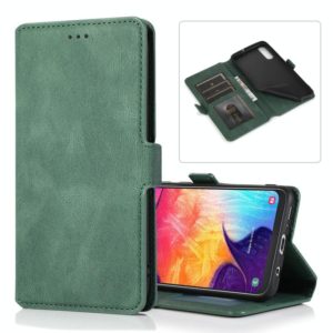 For Samsung Galaxy A50 Retro Magnetic Closing Clasp Horizontal Flip Leather Case with Holder & Card Slots & Photo Frame & Wallet(Dark Green) (OEM)