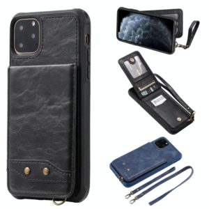 For iPhone 11 Pro Max Vertical Flip Wallet Shockproof Back Cover Protective Case with Holder & Card Slots & Lanyard & Photos Frames(Black) (OEM)