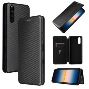 For Sony Xperia 10 III Carbon Fiber Texture Horizontal Flip TPU + PC + PU Leather Case with Card Slot(Black) (OEM)