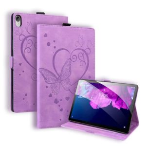 For Lenovo Tab P11 TB-J606F Love Butterfly Pattern Horizontal Flip Leather Case with Holder(Purple) (OEM)