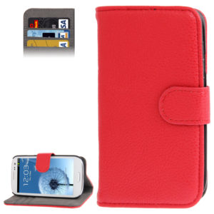 Horizontal Flip Litchi Texture Leather Case Cover with Credit Card Slot & Holder for Galaxy SIII / i9300(Red) (OEM)