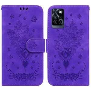 For Infinix Note 10 Pro X695 Butterfly Rose Embossed Leather Phone Case(Purple) (OEM)