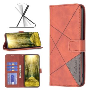 For Motorola Moto G51 5G Rhombus Texture Magnetic Buckle Horizontal Flip Leather Phone Case(Brown) (OEM)