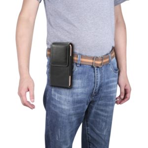 6.9 inch Universal Vertical Lambskin Texture Waist Bag for Huawei Mate 20x，Xiaomi Max (Black) (OEM)