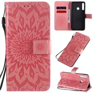 For Huawei P40 Lite E/Y7p/Honor 9C Embossed Sunflower Pattern Horizontal Flip PU Leather Case with Holder & Card Slots & Wallet & Lanyard(Pink) (OEM)