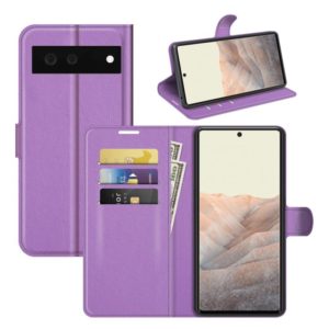 For Google Pixel 6 Litchi Texture Horizontal Flip Protective Case with Holder & Card Slots & Wallet(Purple) (OEM)