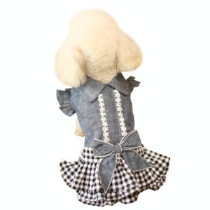 Pet Clothes Autumn And Winter Skirt Thin Dog Skirt Small Dog Princess Bow Denim Skirt, Size: XS (OEM)