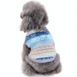 Autumn Winter Pet Clothes Christmas Snowflake Knitted Pattern Sweater, Size: S(Blue) (OEM)