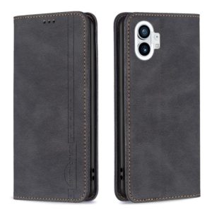 For Nothing Phone 1 Magnetic RFID Blocking Anti-Theft Leather Phone Case(Black) (OEM)
