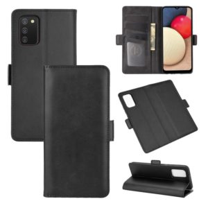 For Samsung Galaxy A02s (EU Version) Dual-side Magnetic Buckle Horizontal Flip Leather Case with Holder & Card Slots & Wallet(Black) (OEM)