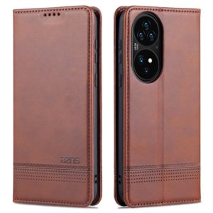 For Huawei P50 Pro AZNS Magnetic Calf Texture Horizontal Flip Leather Case with Card Slots & Holder & Wallet(Dark Brown) (AZNS) (OEM)