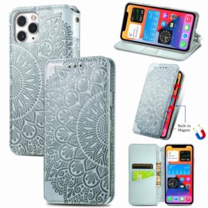 For iPhone 11 Pro Blooming Mandala Embossed Pattern Magnetic Horizontal Flip Leather Case with Holder & Card Slots & Wallet(Grey) (OEM)
