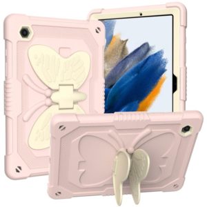 For Samsung Galaxy Tab A8 10.5 2021 Beige PC + Silicone Holder Tablet Case(Beige+Rose Pink) (OEM)