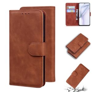 For Huawei P50 Skin Feel Pure Color Flip Leather Phone Case(Brown) (OEM)