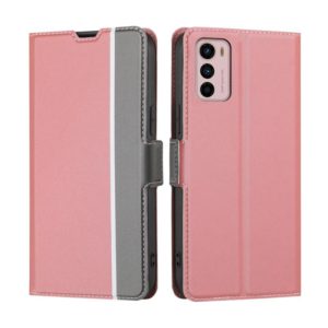 For Motorola Moto G42 Twill Texture Side Button Leather Phone Case(Pink) (OEM)