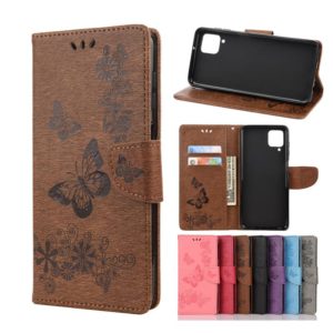 For Samsung Galaxy A12 5G Butterflies Embossing Horizontal Flip Leather Case with Holder & Card Slots & Wallet(Brown) (OEM)