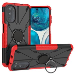 For Motorola Moto G52 Armor Bear Shockproof PC + TPU Phone Protective Case with Ring Holder(Red) (OEM)