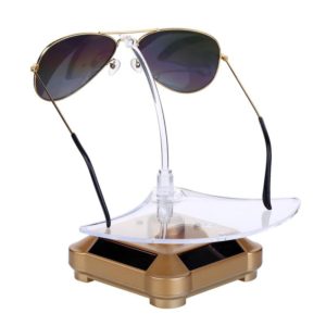 Solar 360 Degree Rotating Turntable Colorful Lights Glasses Display Stand(Gold) (OEM)