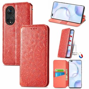 For Honor 50 Pro Blooming Mandala Embossed Pattern Magnetic Horizontal Flip Leather Case with Holder & Card Slots & Wallet(Red) (OEM)