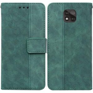 For Motorola Moto G Power 2021 Geometric Embossed Leather Phone Case(Green) (OEM)