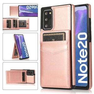 For Samsung Galaxy Note20 Solid Color PC + TPU Protective Case with Holder & Card Slots(Rose Gold) (OEM)