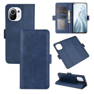 For Xiaomi Mi 11 Dual-side Magnetic Buckle Horizontal Flip Leather Case with Holder & Card Slots & Wallet(Dark Blue) (OEM)