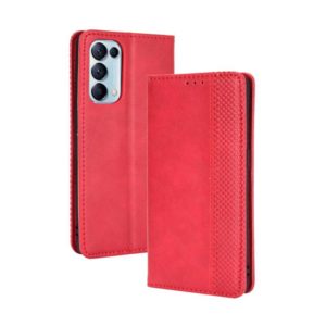 For OPPO Find X3 Lite / Reno5 5G Magnetic Buckle Retro Crazy Horse Texture Horizontal Flip Leather Case with Holder & Card Slots & Photo Frame(Red) (OEM)