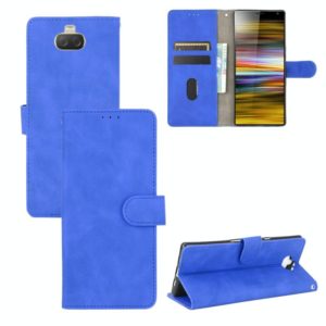 For Sony Xperia 10 Plus Solid Color Skin Feel Magnetic Buckle Horizontal Flip Calf Texture PU Leather Case with Holder & Card Slots & Wallet(Blue) (OEM)