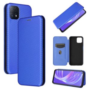 For OPPO A72 5G Carbon Fiber Texture Horizontal Flip TPU + PC + PU Leather Case with Card Slot(Blue) (OEM)