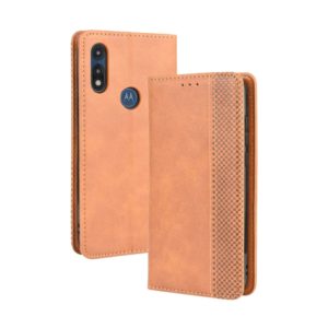For Motorola Moto E (2020) Magnetic Buckle Retro Crazy Horse Texture Horizontal Flip Leather Case , with Holder & Card Slots & Photo Frame(Brown) (OEM)